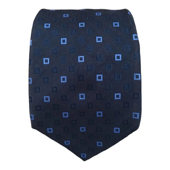 LUIGI BORRELLI Blue Geometric Silk Tie ITALY 60